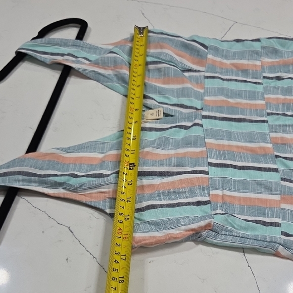 Roxy Blue and Cream Striped Maxy Dress Sz L Two Front Openings Gentle Used - Picture 6 of 9